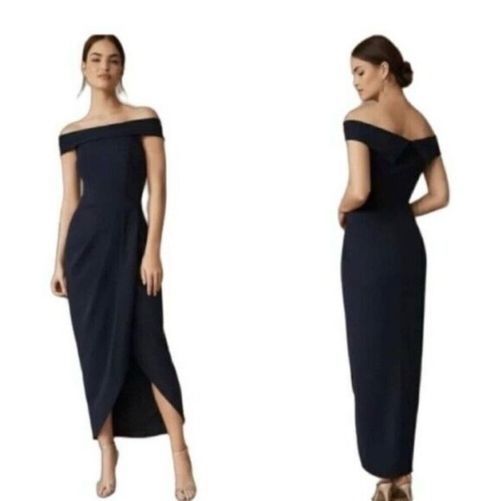 BHLDN Off-Shoulder Navy Dress